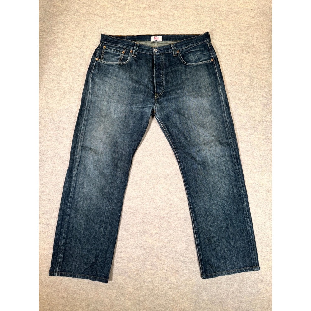 Levis 501 Original Jeans Mens 38x34 Blue Denim‎ Cotton Button Fly Straight Leg